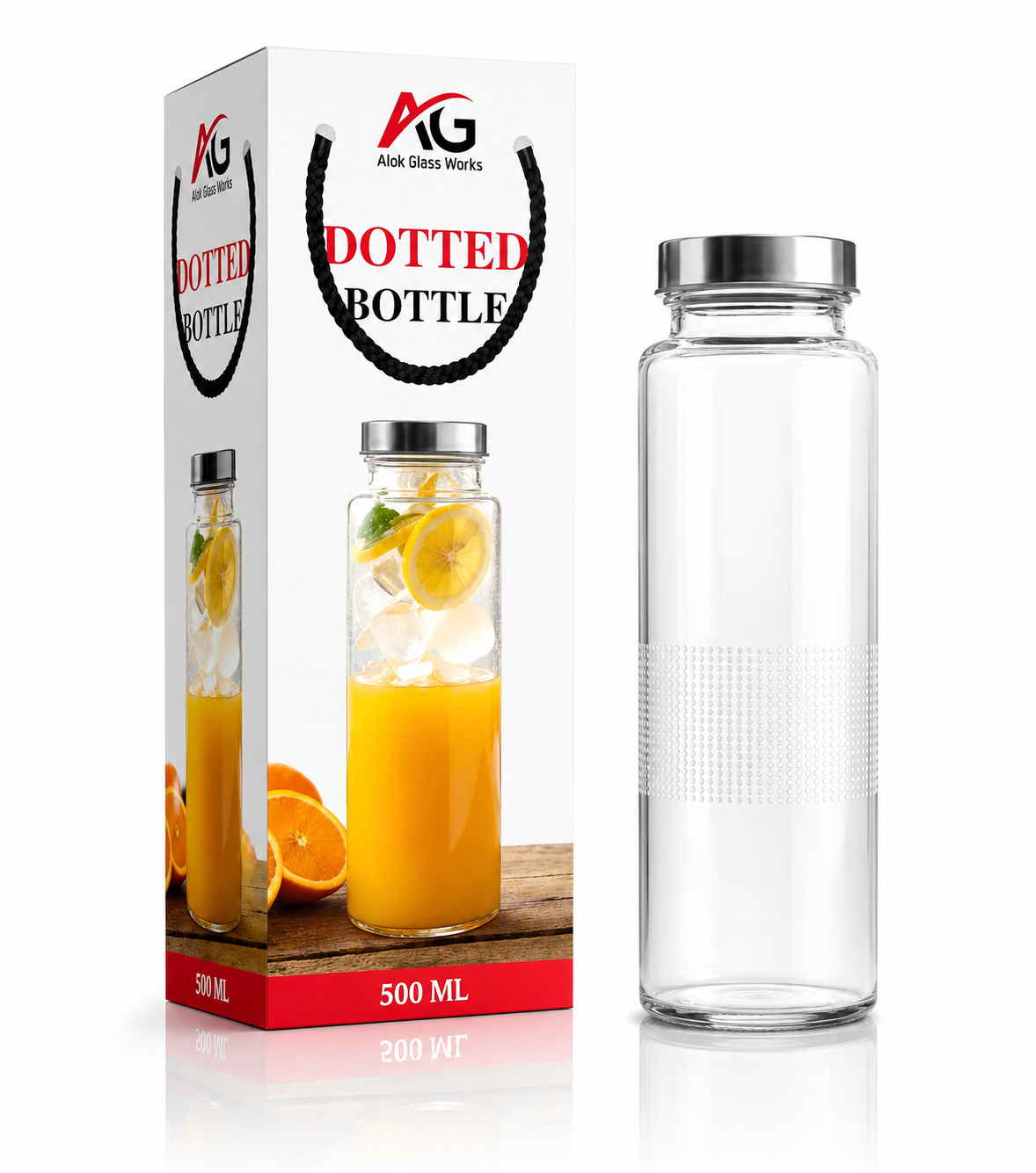 500ml Glass Dot Bottle (1pc)